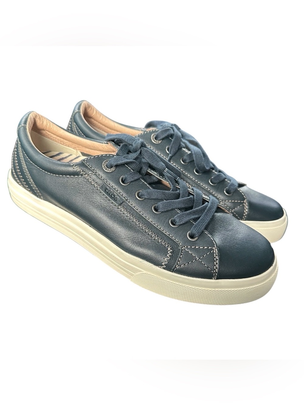 Taos Plim Soul Lux Sneakers Size 10 Navy Blue Leather Lace Up Comfort Shoes